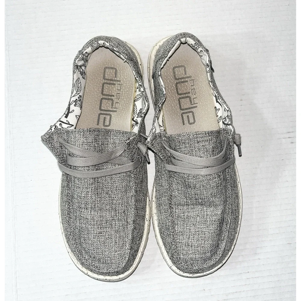 Hey Dude Wendy Linen Women's 8 Iron Gray Slip On Lightweight Boho Skater Cottage